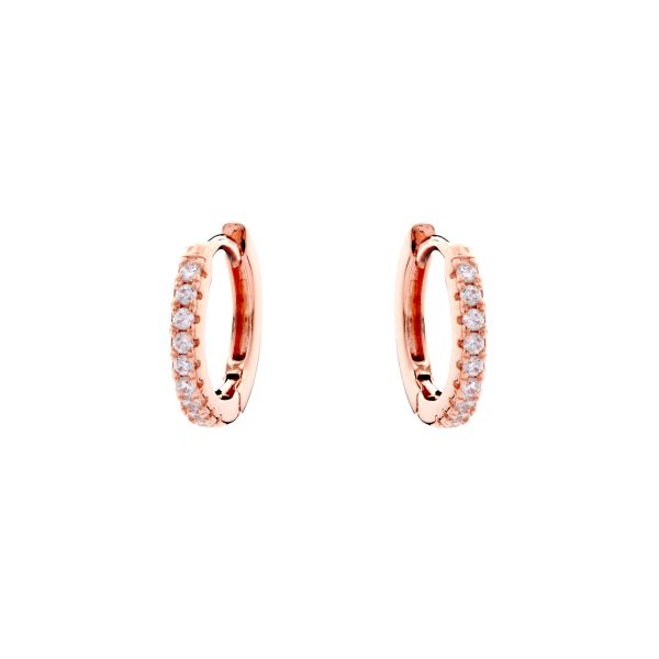 Huggie Earring - Sterling Silver with Rose Gold Plating & CZ