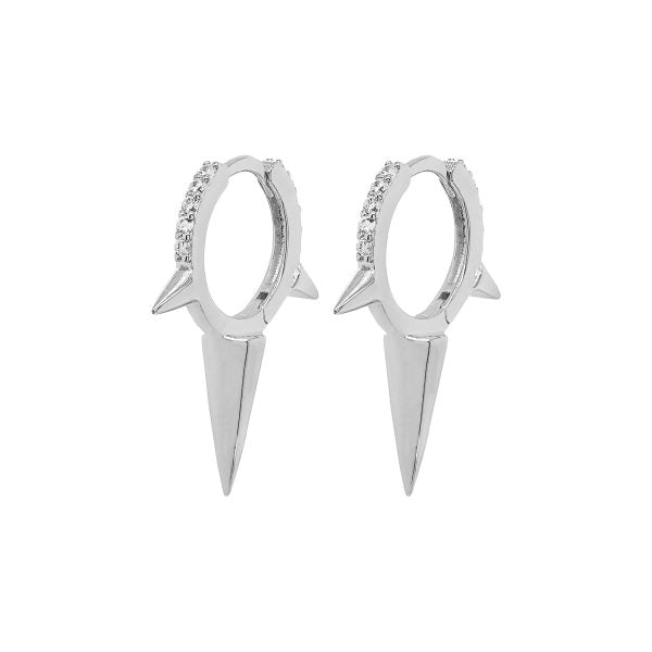 Huggie Earring Spike CZ - Sterling Silver