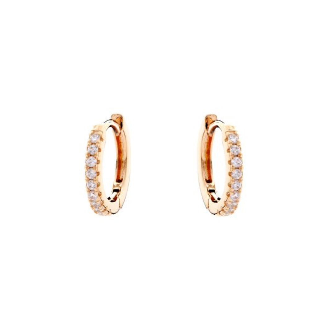 Huggie Earring - Sterling Silver with Gold Plating CZ
