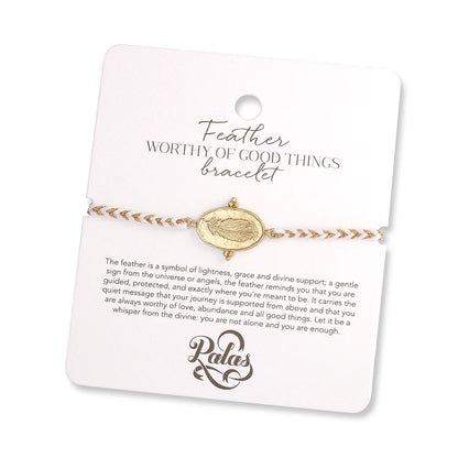 Palas Feather ‘I am worthy of good things ’ bracelet