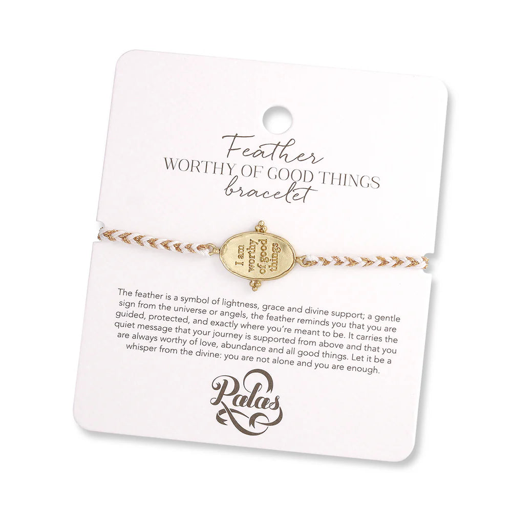 Palas Feather ‘I am worthy of good things ’ bracelet